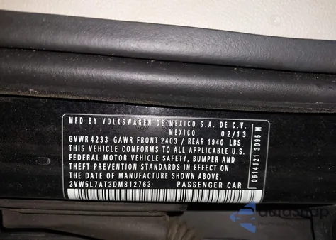 2013 Volkswagen Beetle 2.0L Tdi из США, поврежденный, VIN 3VW5L7AT3DM812763